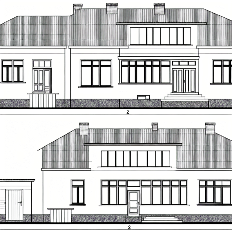elewacje domów piętrowych z lat 70