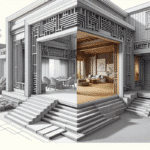 poziomy pas zdobiący elewacje budynku